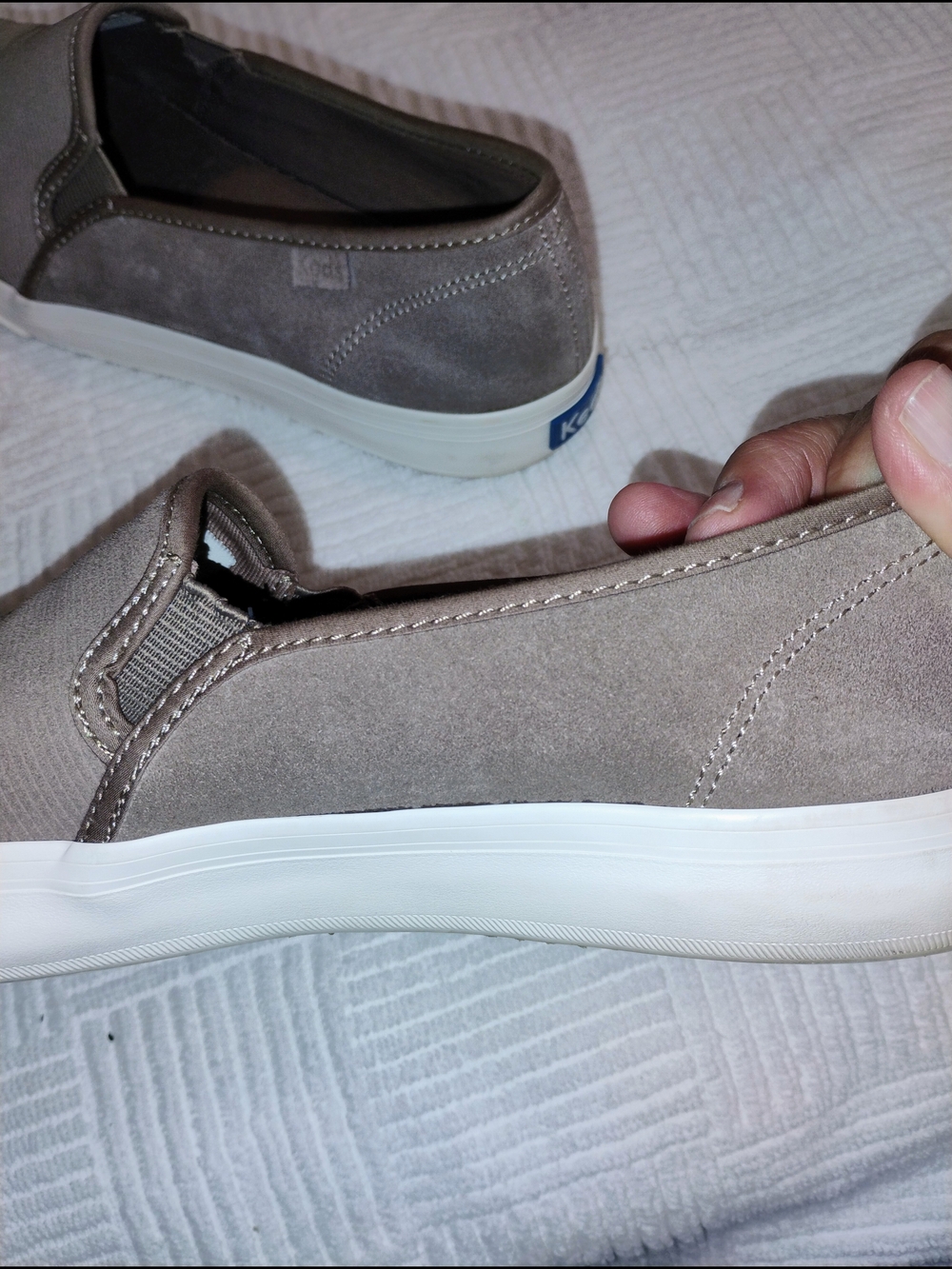 Keds Women's Slip On Sneakers Taupe/Mushroom Color Suede Shoes Size8 PLEASE READ